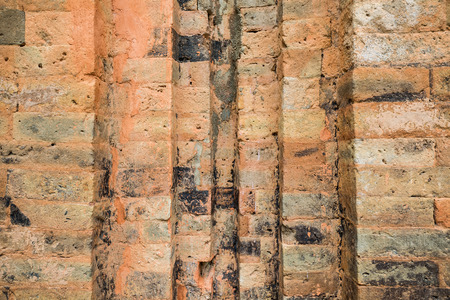 Old red brick wall background texture pattern