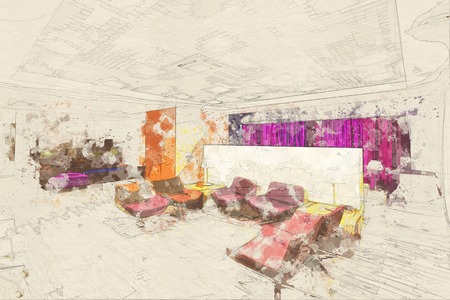 Concept, sketch business lounge airport Vip lounge Waiting Roomの写真素材