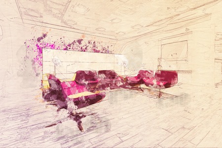 Concept, sketch business lounge airport Vip lounge Waiting Roomの写真素材