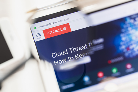 Los Angeles, California, USA - 27 February 2019: Oracle Corporation official website homepage under...