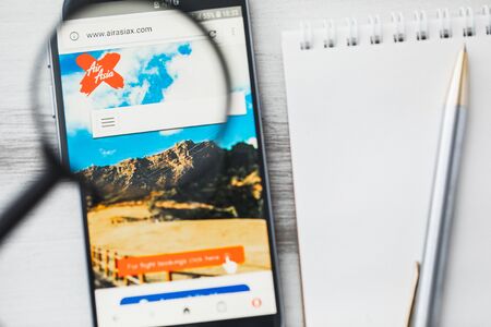 Los Angeles, California, USA - 9 June 2019: AirAsia X Berhad official website homepage under...