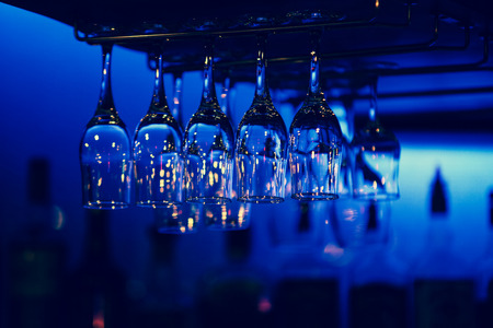 the glasses in the bar over the barの写真素材