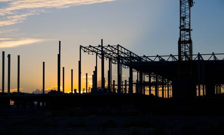 Sunset at factoryの写真素材