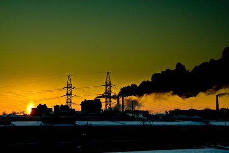 Sunset at factory.の写真素材