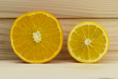 cut fresh juicy natural sour orange lemonの写真素材