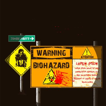 Infection sign beside the road at nightのイラスト素材