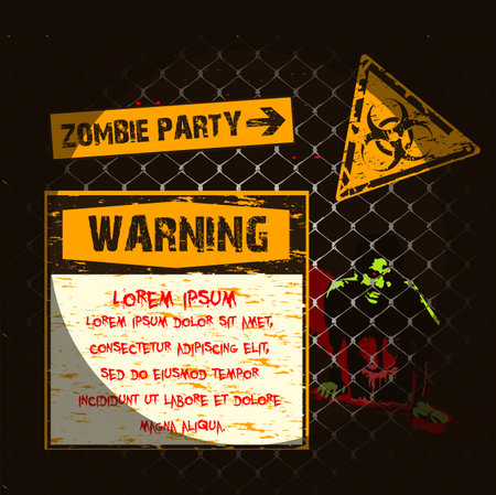 Infection sign on the fence at nightのイラスト素材