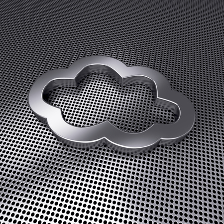 Steel cloud on metal perforated. 3d imageの写真素材