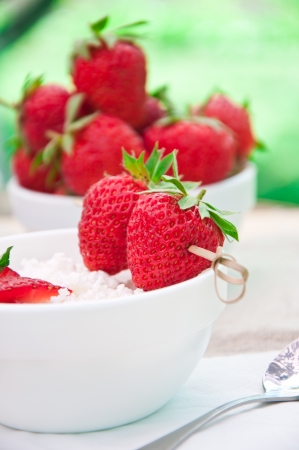 Delicious strawberry dessert with fresh peppermintの写真素材