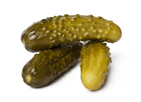 Gherkins on a white backgroundの写真素材
