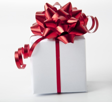 white gift box on white backgroundの写真素材