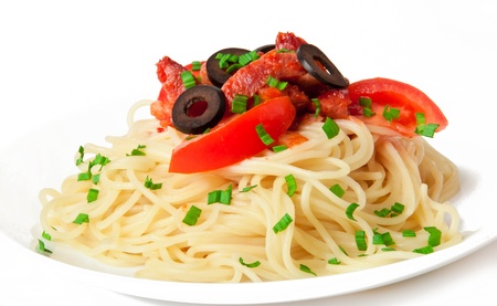spaghetti pasta with tomato beef sauceの写真素材