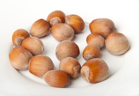 hazelnuts close-up isolated on white background