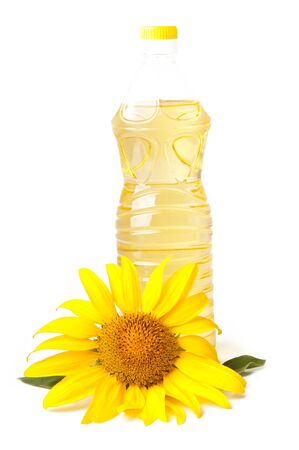 Sunflower oil and sunflowerの写真素材