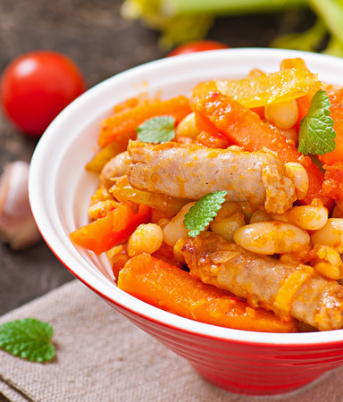 Moroccan stew with sausagesの写真素材