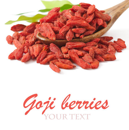 Dry red goji berries for a healthy diet isolated on whiteの写真素材