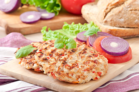 Chicken burgers grilledの写真素材