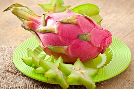 Dragon fruit and carambolaの写真素材
