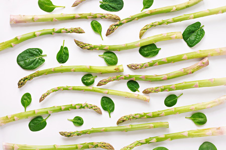 Background from isolated on white background asparagus. Top viewの写真素材