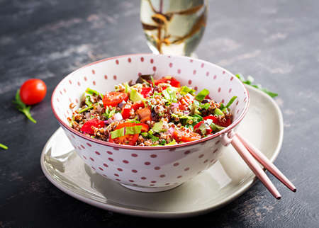 Tabbouleh with quinoa. Tabbouleh salad - traditional Middle Eastern or Arabic cuisine. Vegetarian...