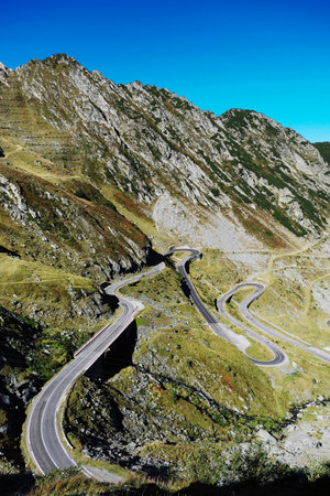 The most beautiful roads in Romania. Transfagaras. Fagaras mountains.の写真素材