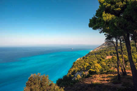 Wonderful nature view on the most beautiful beaches of Greece at sunny day. Ionian islands. Concept ideal resting placeの写真素材