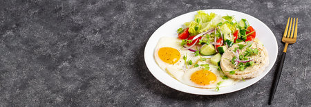 Healthy Diet Concept with Protein Breakfast and Copy Spaceの写真素材