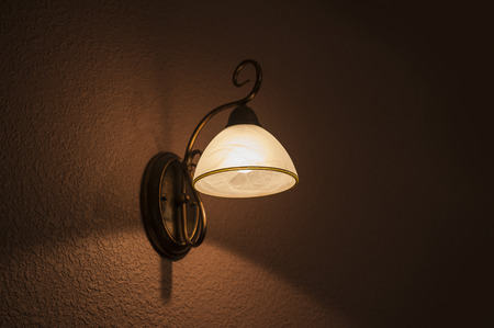 Classic lamp shines white lightの写真素材