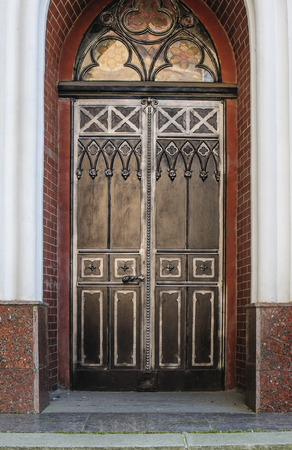 door decoration in forged iron Old townの写真素材