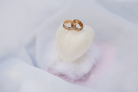 wedding rings with wedding decorationの写真素材