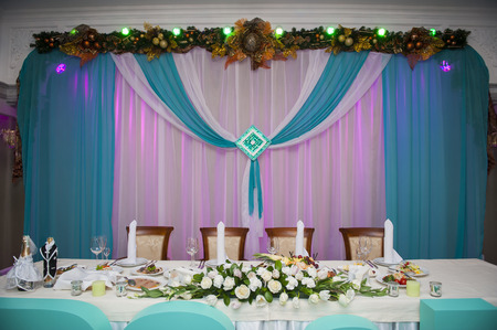 Serving wedding table in the New Year theme.の写真素材