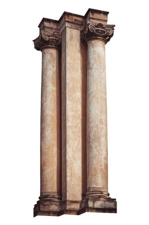 Greek architectural column isolated on white backgroundの写真素材