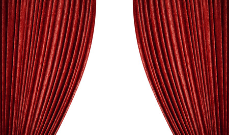 Red curtains on a white .の写真素材