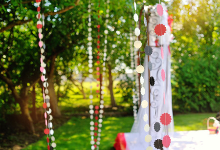 wedding decorations garlands of paper sun day.の写真素材
