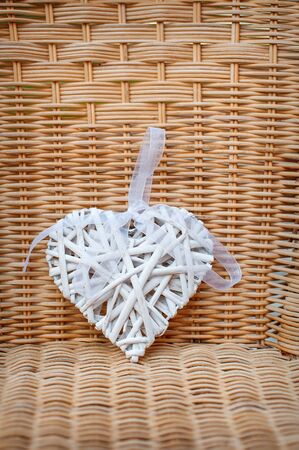 Wicker white heart.の写真素材