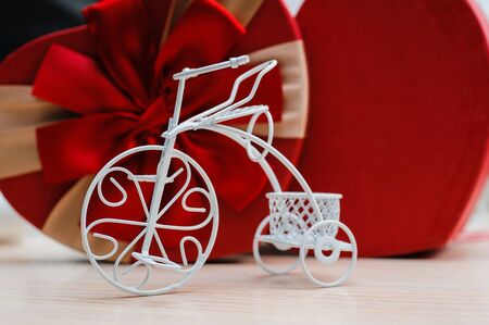 small white decor forged bike.の写真素材