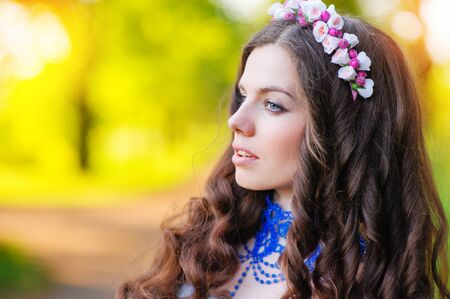 portrait of a beautiful young woman, beautiful hair.の写真素材