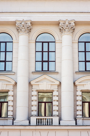 beautiful old architectural facade the building in the city.の写真素材
