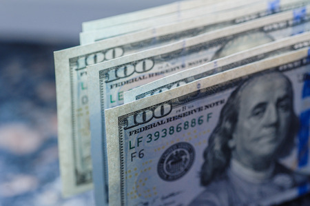 Background with money american hundred dollar bills.