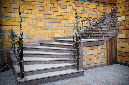 Stone staircase placed in modern living room.の写真素材