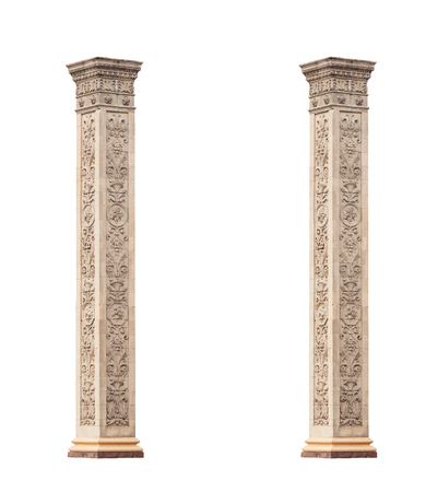 beautiful classical marble columns isolated on white background.の写真素材
