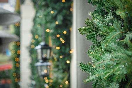 Wreath decoration at door for Christmas holiday.の写真素材