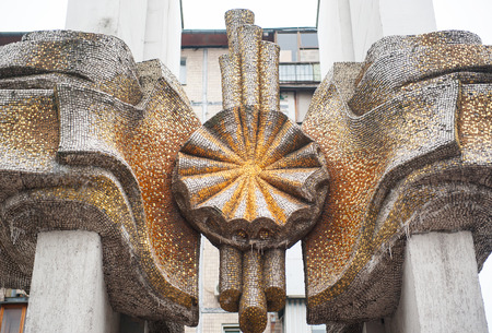 beautiful architectural composition at the entrance to the building.の写真素材