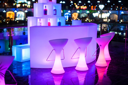 beautiful glowing Design Night Cafe in city.の写真素材