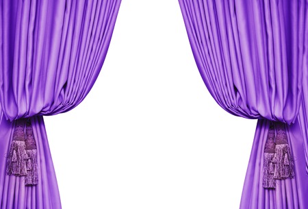 Brush on the purple curtains isolated on whiteの写真素材
