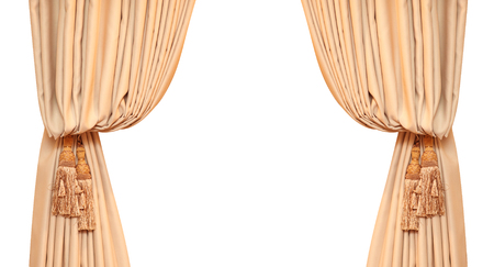 Brush on the curtains in beige room.の写真素材