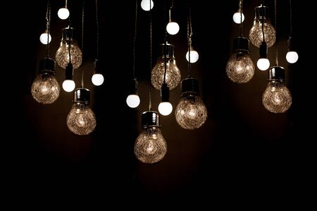 light bulb on a dark background concept ideas.の写真素材
