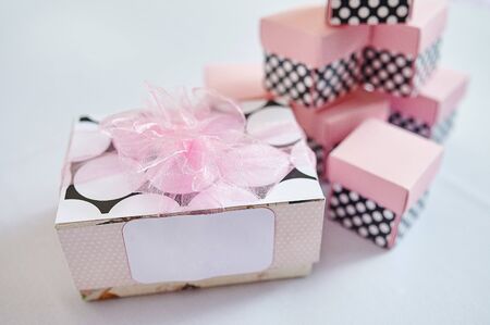 beautiful Wedding Gift Boxes on white background.