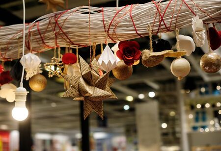 beautiful Christmas decorations in the lobby of the building.の写真素材