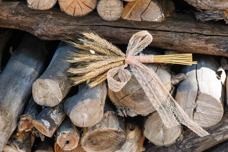 bouquet of wheat spikeletの写真素材